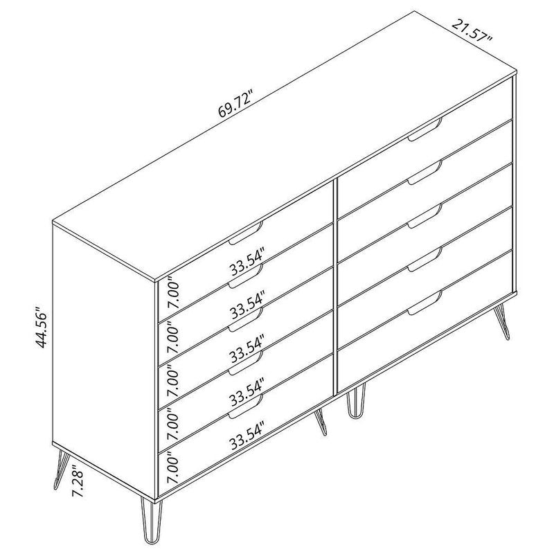 Nuuk 10-Drawer Double Dresser - Off White/Nature
