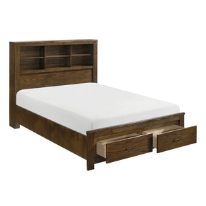 Manor 3-Piece Full Storage Bed with Bookcase Headboard - Dark Oak