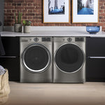 GE Satin Nickel Front Load Washer (5.5 Cu. Ft.) & GE Satin Nickel Electric Front Load Dryer (7.8 Cu. Ft.) - GFW650SPNSN/GFD65ESMNSN