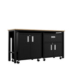 Maximus II 3-Piece Mobile Garage Cabinet/Worktable - Charcoal Grey