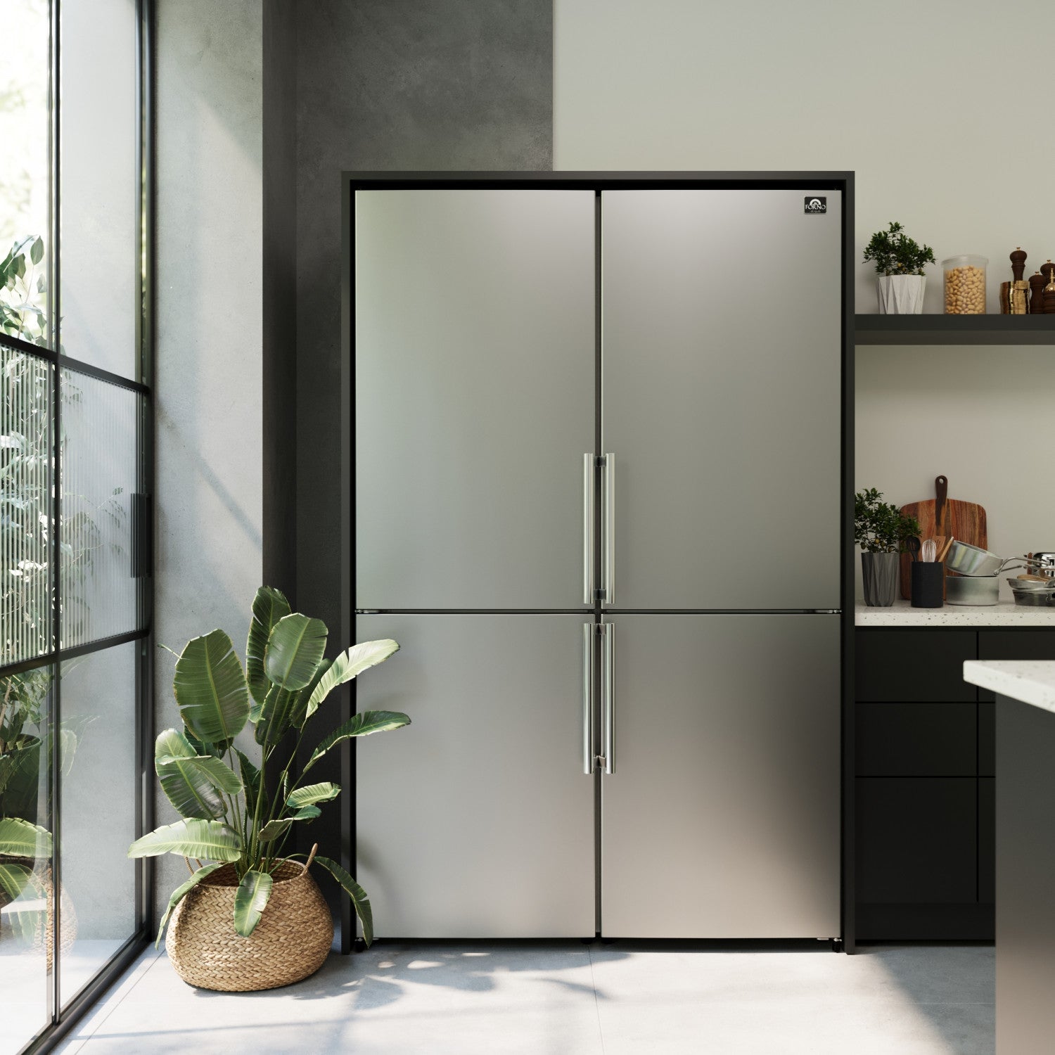 Forno Guardia 46.8" Stainless Steel 4 Door Refrigerator (21.6 Cu. Ft.) - FFFFD1778-48