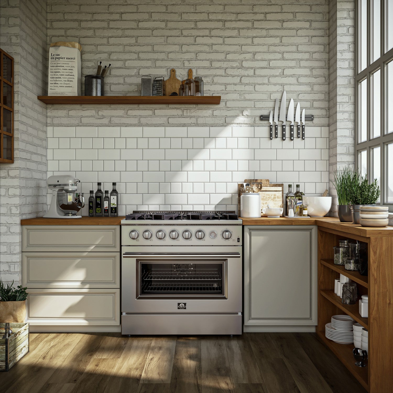 Forno Marco 36" Stainless Steel Freestanding Gas Range (5.36 Cu. Ft.) - FFSGS6277-36