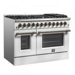 Forno Galiano 48" White Freestanding Dual Fuel Double Oven Range (6.58 Cu. Ft.) - FFSGS6156-48WHT