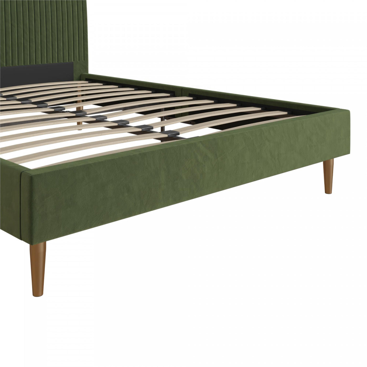 Daphne Upholstered Full Bed - Olive Green Velvet
