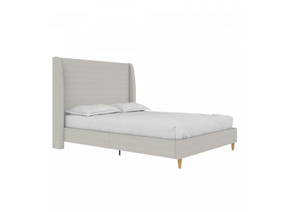 Tess Upholstered Wingback Queen Bed - Whiskey Gray Linen