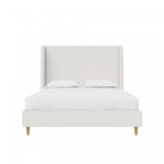Tess Upholstered Wingback Queen Bed - Ivory Linen