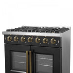 Forno Galiano 36" Black French Door Freestanding Gas Range (5.36 Cu. Ft.) - FFSGS6444-36BLK