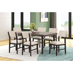 Arabella 7-Piece Dining Set with Upholstered Back- Black, Brown