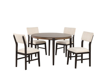 Arabella 5-Piece Round Dining Set with Upholstered Back - Black, Brown