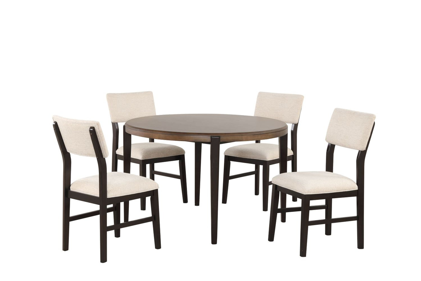 Arabella 5-Piece Round Dining Set with Upholstered Back - Black, Brown