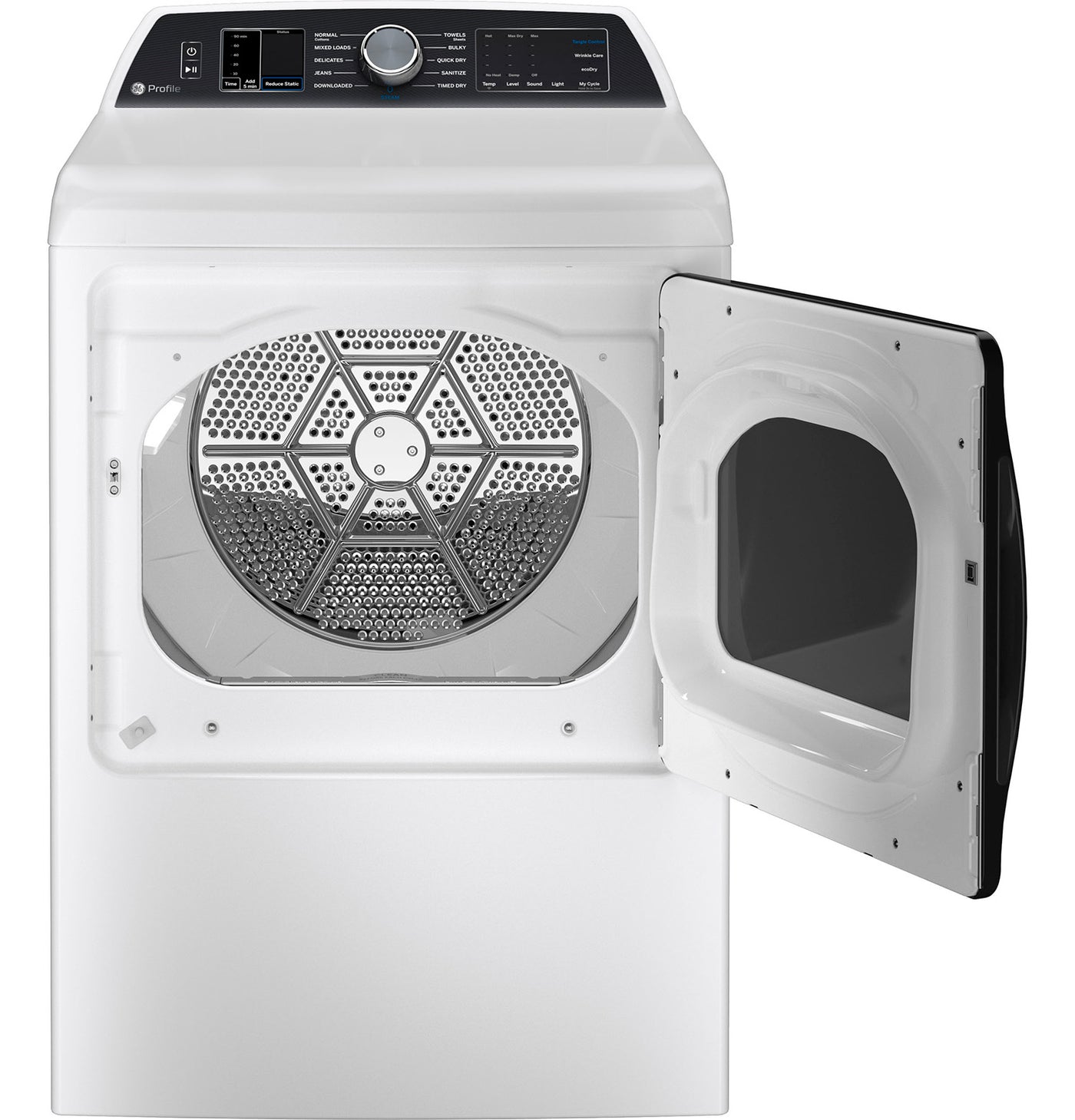 GE Profile White Electric Dryer with Sanitize Cycle (7.4 Cu. Ft) - PTD70EBMTWS