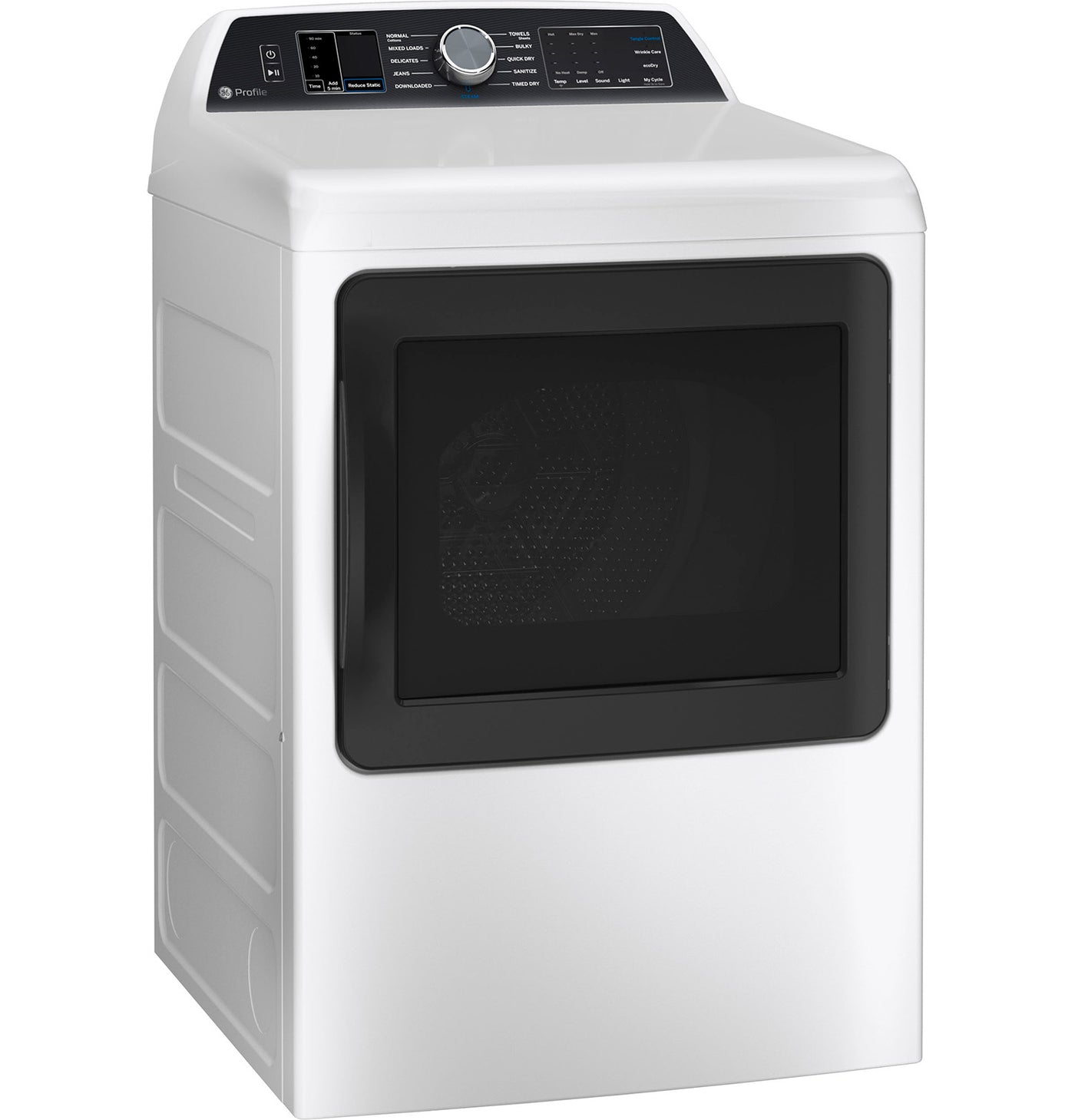 GE Profile White Electric Dryer with Sanitize Cycle (7.4 Cu. Ft) - PTD70EBMTWS