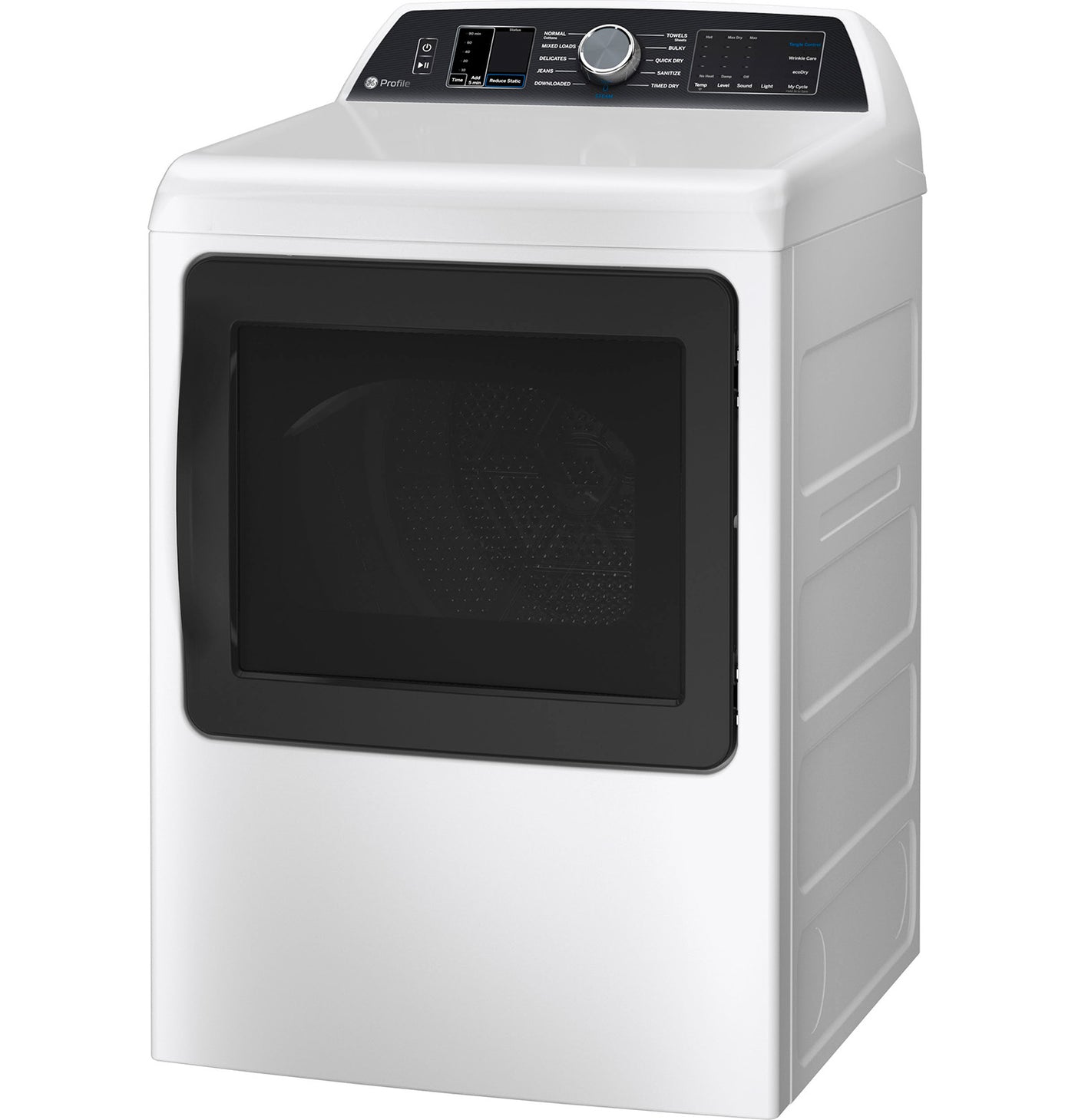 GE Profile White Electric Dryer with Sanitize Cycle (7.4 Cu. Ft) - PTD70EBMTWS