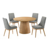 Mikael 5-Piece Round Dining Set - Grey, Light Oak