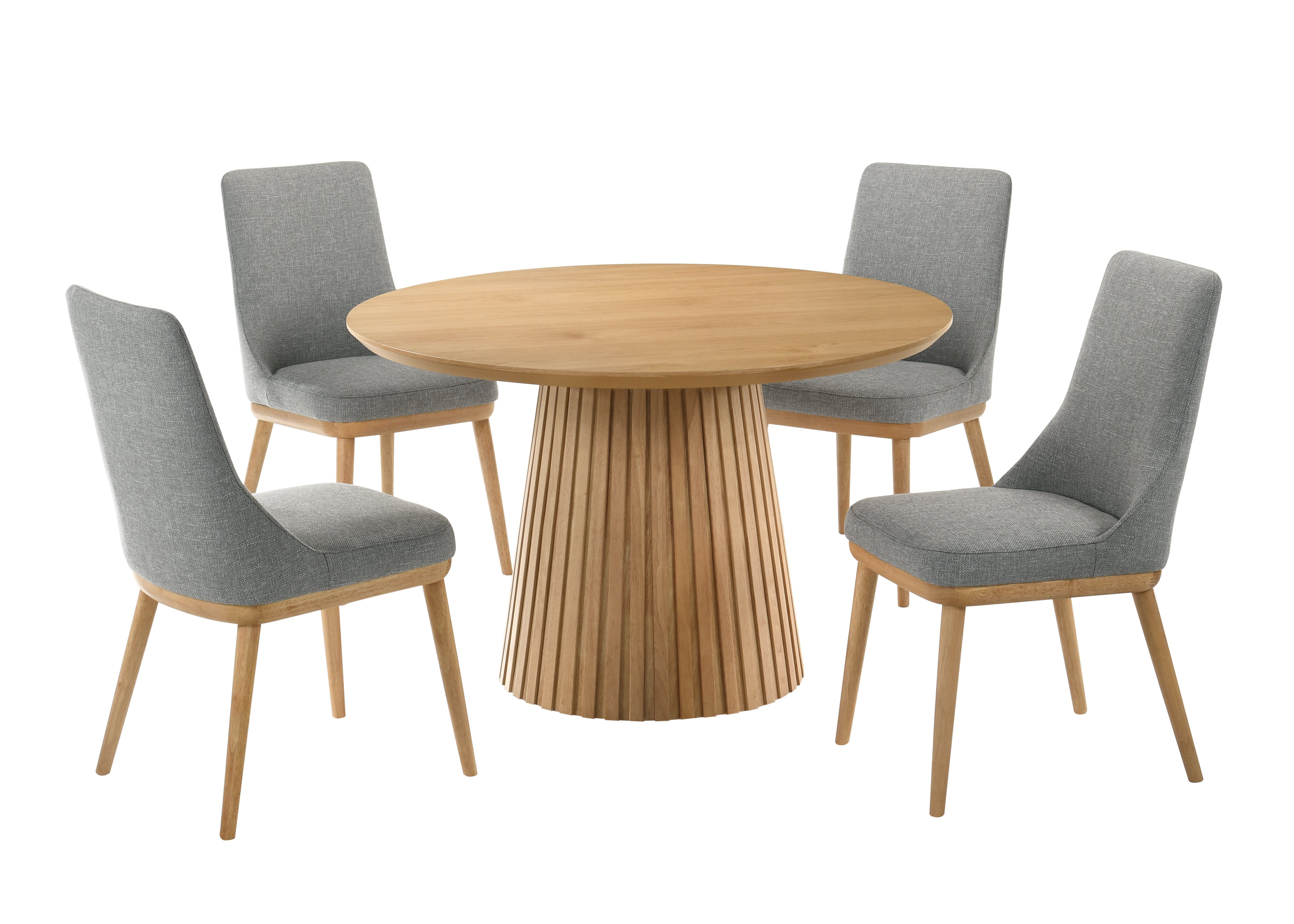 Mikael 5-Piece Round Dining Set - Grey, Light Oak