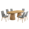 Mikael 7-Piece Oval Dining Set - Grey, Light Oak