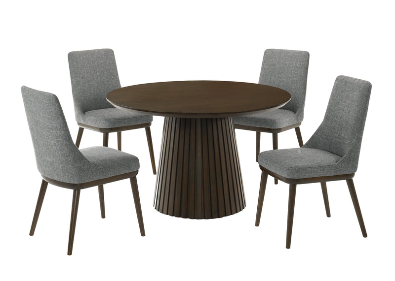 Mikael 5Piece Round Dining Set Grey, Weathered Oak Leon's