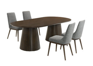 Mikael 5-Piece Oval Dining Set - Grey, Weathered Oak