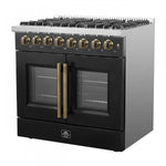 Forno Galiano 36" Black French Door Dual Fuel Range with True Convection (5.36 Cu. Ft.) - FFSGS6356-36BLK