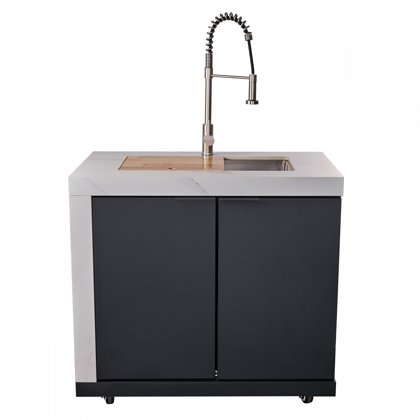 Forno Rimini White Countertop Outdoor Kitchen with 30" 62,600 BTU BBQ and 2 Beverage Centres (4.8 Cu. Ft.) - FODKT2575WHT