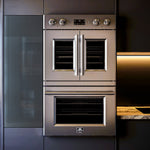 Forno Gallico Stainless Steel 30" French Door Double Wall Oven with Air Fry and Sous Vide (7.36 Cu. Ft.) - FBOEL1388-30