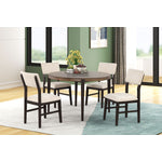 Arabella 5-Piece Round Dining Set with Upholstered Back - Black, Brown