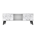 Derbent 53.5" TV Stand - White/Marble Stamp