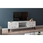 Derbent 53.5" TV Stand - White/Marble Stamp