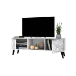 Derbent 53.5" TV Stand - White/Marble Stamp