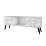 Derbent 53.5" TV Stand - White/Marble Stamp