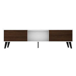 Derbent 71" TV Stand - White/Nut Brown