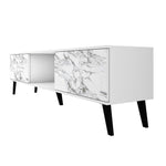 Derbent 71" TV Stand - White/Marble Stamp