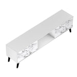 Derbent 71" TV Stand - White/Marble Stamp