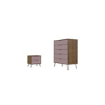 Nuuk 5-Drawer Dresser and Night Table Set - Nature/Rose Pink