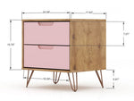 Nuuk 5-Drawer Dresser and Night Table Set - Nature/Rose Pink