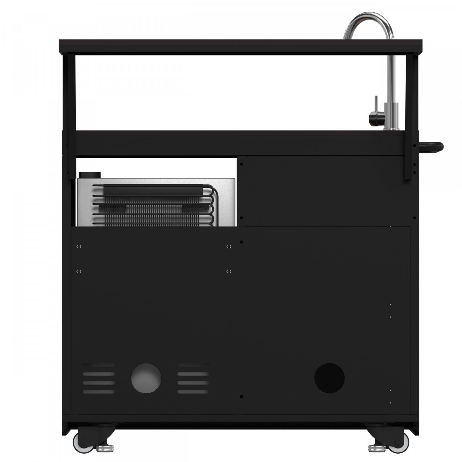 Forno All'Aperto Black Countertop Outdoor Kitchen with 86,600 BTU BBQ, 24" Plancha and 18" Pizza Oven - FODKT2568BLK