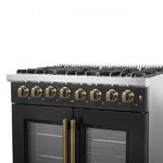 Forno Galiano 36" Black French Door Dual Fuel Range with True Convection (5.36 Cu. Ft.) - FFSGS6356-36BLK