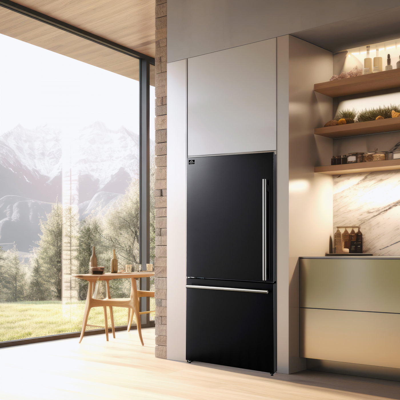 Forno Milano 31" Black Bottom Freezer Refrigerator With Left Swing Door (17.2 Cu. Ft.) - FFFFD1786-31BLK