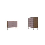 Nuuk 5-Drawer Dresser and 3-Drawer Dresser Set - Nature/Rose Pink