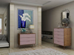Nuuk 5-Drawer Dresser and 3-Drawer Dresser Set - Nature/Rose Pink