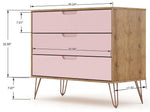 Nuuk 5-Drawer Dresser and 3-Drawer Dresser Set - Nature/Rose Pink