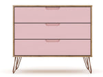 Nuuk 5-Drawer Dresser and 3-Drawer Dresser Set - Nature/Rose Pink