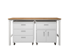 Maximus V 3-Piece Mobile Garage Cabinet/Worktable - White