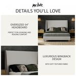 Tess Upholstered Wingback Queen Bed - Whiskey Gray Linen