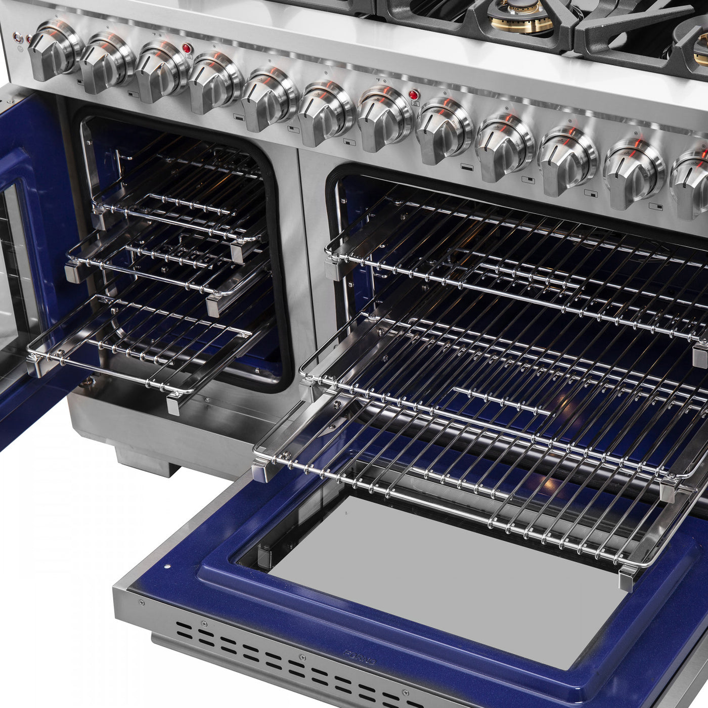 Forno Capriasca 48" Stainless Steel Freestanding Dual Fuel Double Oven Range with Air Fry (6.58 Cu. Ft.) - FFSGS6387-48