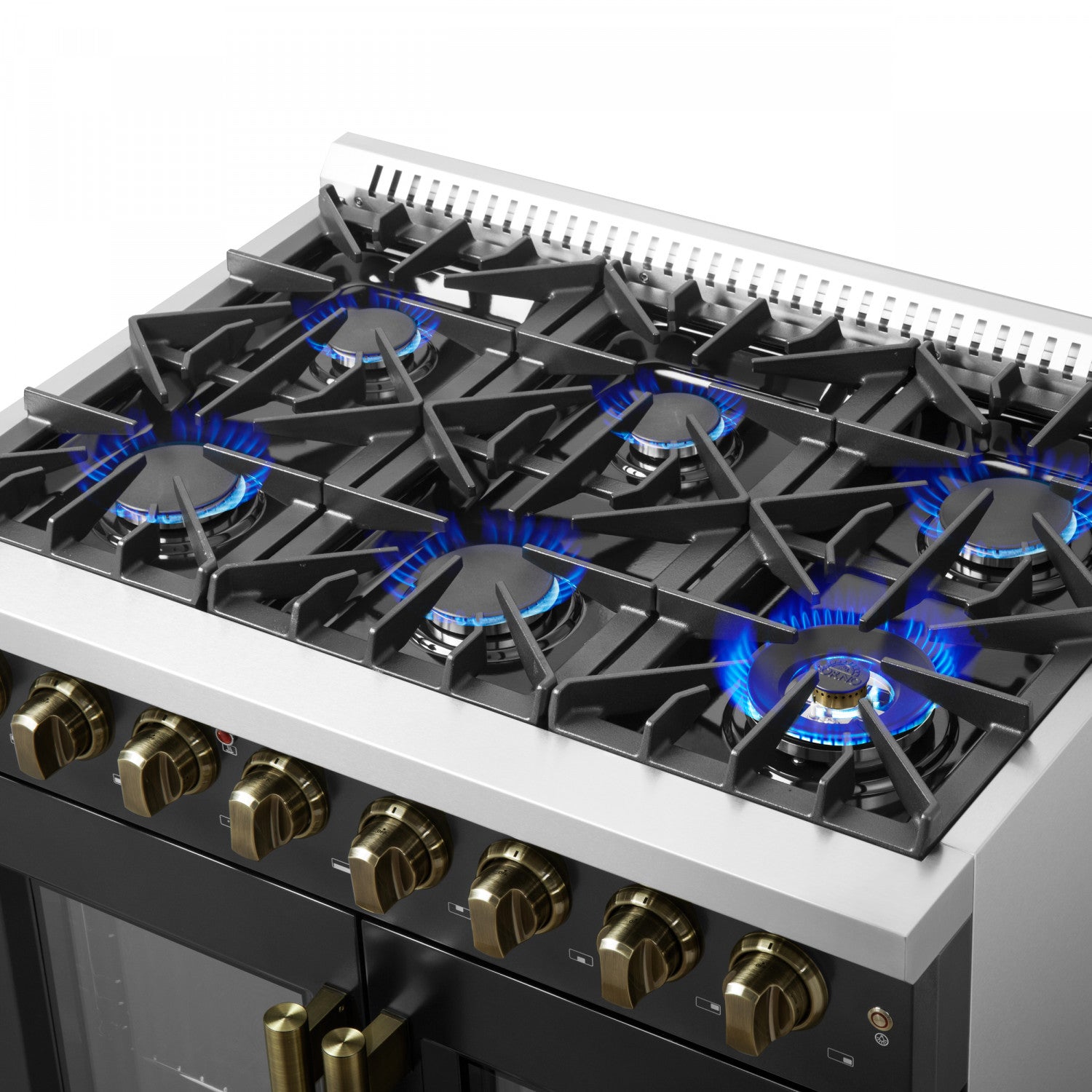 Forno Galiano 36" Black French Door Dual Fuel Range with True Convection (5.36 Cu. Ft.) - FFSGS6356-36BLK