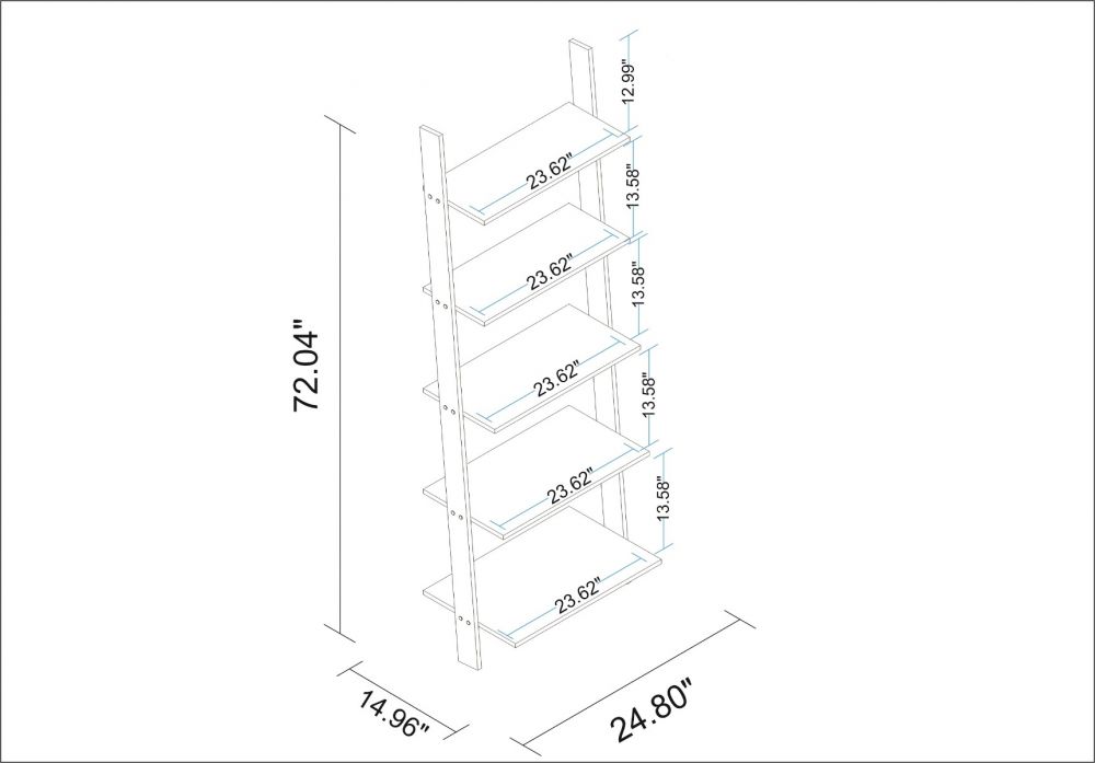 Erbil Ladder Bookcase - White