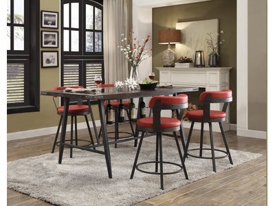 Drai 5-Piece Counter Height Dining Set - Metal, Red
