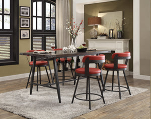 Drai 5-Piece Counter Height Dining Set - Metal, Red