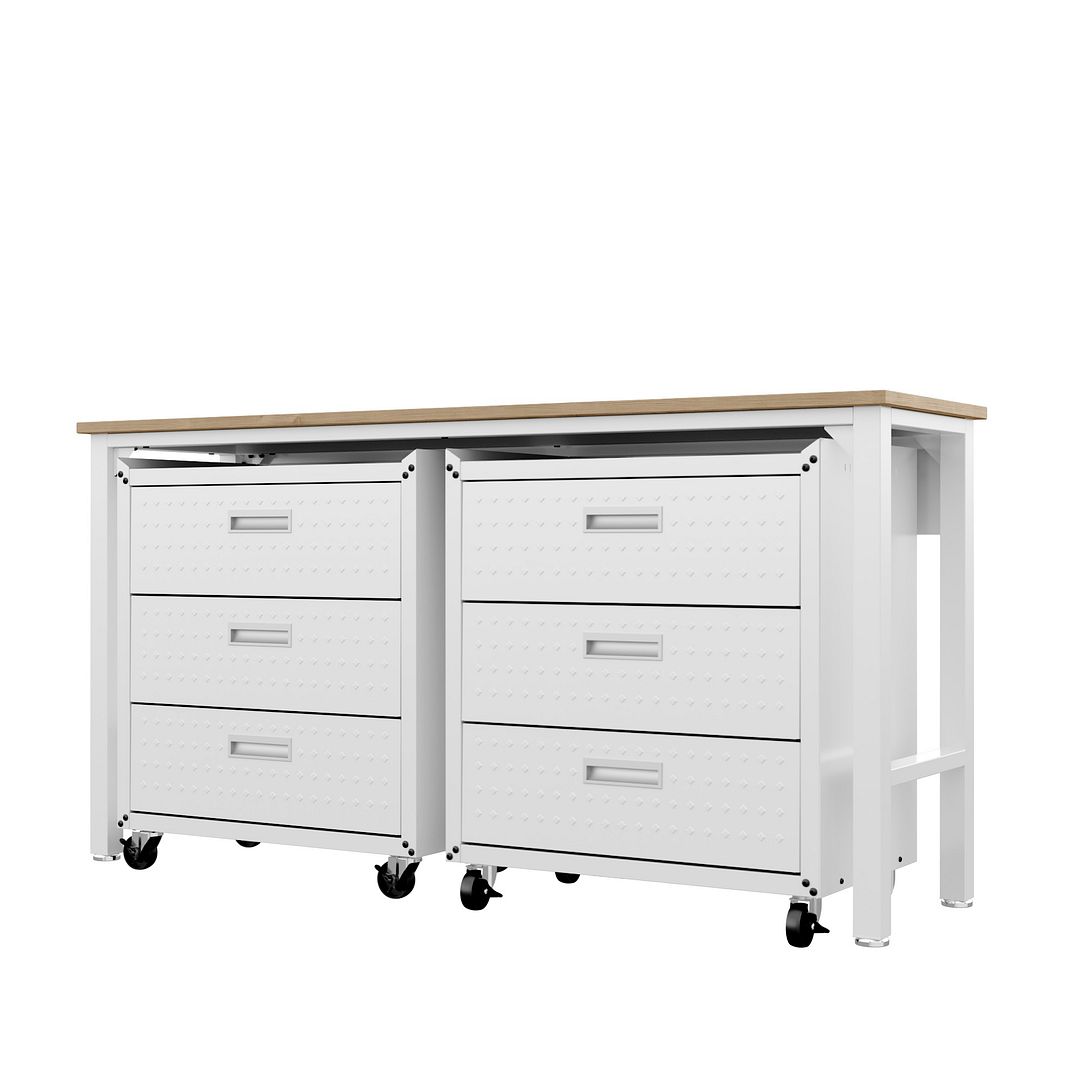 Maximus VI 3-Piece Mobile Garage Cabinet/Worktable - White